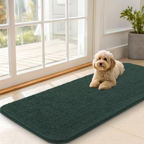 OLANLY Dog Door Mat for Muddy Paws 47x20, Super Absorbent Chenille Mud Mat by OLANLY