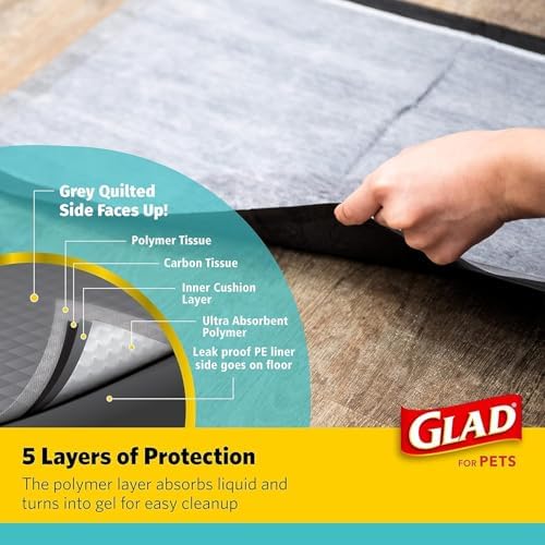Glad for Pets Black Charcoal Puppy Pads, 17.5 x 23.5 Inch, 120 Count, 2-Pk - Image 5