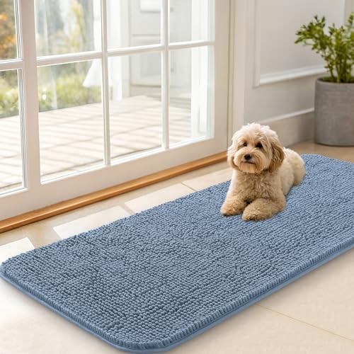 OLANLY Dog Door Mat for Muddy Paws 47x20, Super Absorbent Chenille Mud Mat by OLANLY