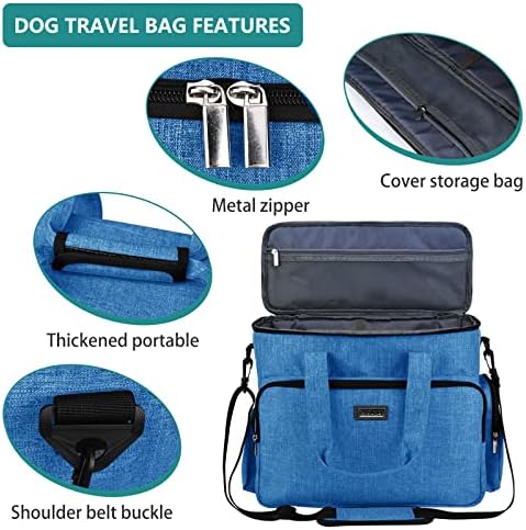 BAGLHER Dog Travel Bag, Pet Travel Bag (ALL Pet Travel Supplies), With 2 Pet Food Containers and 2 Collapsible Silicone Bowls; Essential Kits for Pet Travel Blue - Image 4