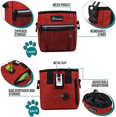 PetAmi Hands Free Dog Treat Pouch for Training and Walking, Red - Image 3