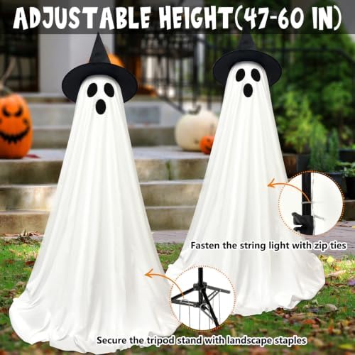 DAZONGE 2-Pack Halloween Ghost Decorations Outdoor with Remote Lights - Image 2