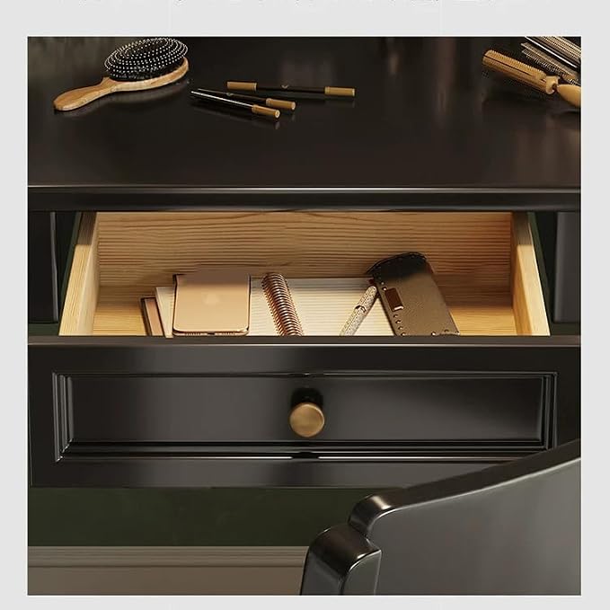 Solid Wooden Desk with Drawers, Small Writing Desk with Drawers for Computer, PC Desk for Work, Study or Gaming, Easy to Assemble (Black, 31.5IN) - Image 6