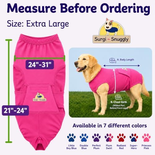 Surgi Snuggly Dog Surgery Recovery Suit, Cone Alternative, Spay/Neuter XL - Image 6