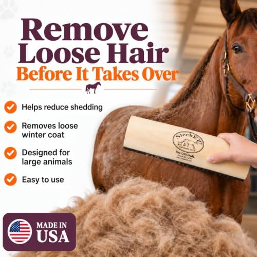 SleekEZ 10 Inch Horse Brush – Patented Horse Shedding Blade Made in USA - Removes Loose Hair & Undercoat - Deshedding Tool for Donkeys, Cows & Large Animals - Helps Reduce Seasonal Shedding - Image 3