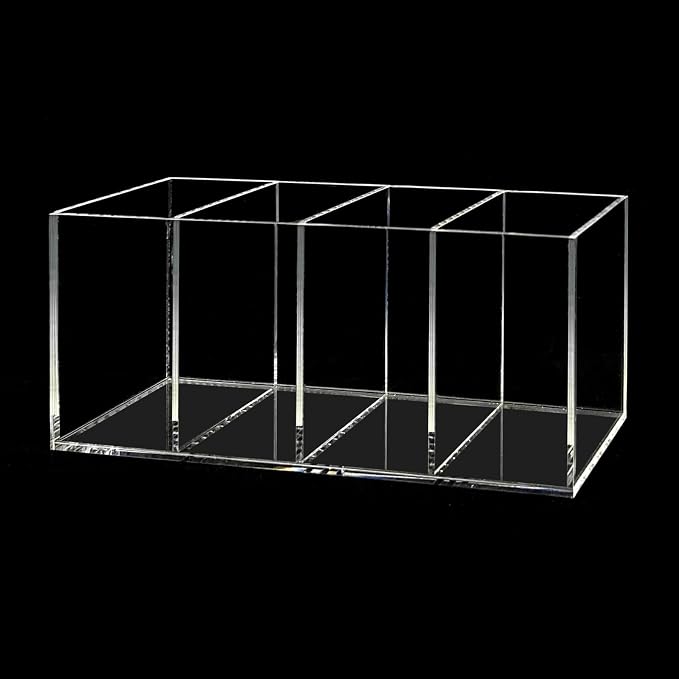 HSYMQ Acrylic Pen Holder 4 Compartments Clear Pencil Holder Organizer Makeup Brush Holder - Image 4