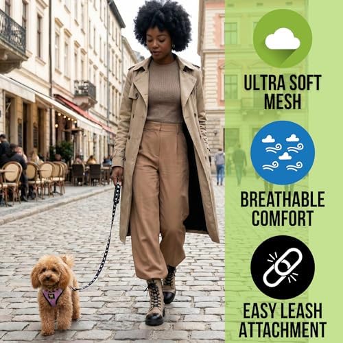 EcoBark Step in Dog Harness - Eco-Friendly Teacup Dog Harnesses for XXS, XS, and Small Dogs - Reflective and Adjustable Mini Body Halter Vest -Tiny Soft Mesh Toy Breed Harness (Lilac Pink, XXS) - Image 2
