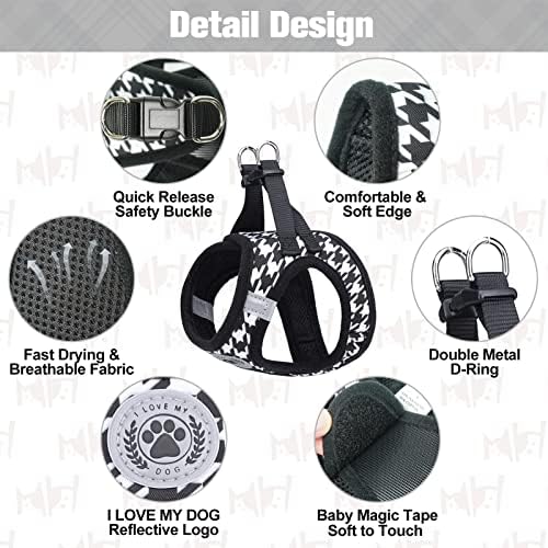BEAUTYZOO Small Dog Harness and Leash Set,No Pull Puppy Pet Vest- Black, XS - Image 3
