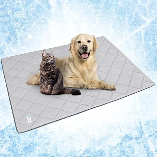 PetAmi Cooling Dog Blanket Lightweight for Large Pet Cat 60x80 Light Grey by PetAmi
