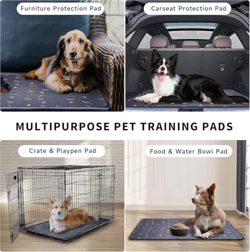 Sunheir Washable Pee Pads for Dogs Large 24" x 72" 2-Pack Reusable Puppy Pads Pet Training Pads, Absorb Dog Mats, Whelping Pad, Non-Slip Protects Against Urine Leakage, Runner Rug (Leaves - Deep Grey) - Image 4