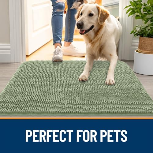 OLANLY Dog Door Mat for Muddy Paws 36x24, Super Absorbent Chenille Mud Mat - Image 6