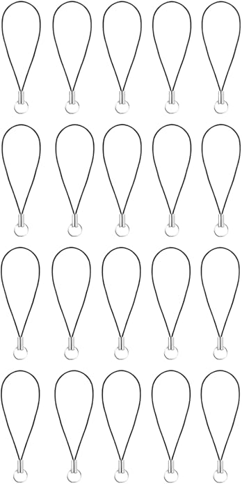 GANPUB 20Pcs Black Lanyard Cell Phone Charm Split Ring Strap, Clasp Lariat Cord Strap For Mobile Cell Phone/Mp3/Mp4/Usb Flash Drive//Keyrin Clever Design, Cell Phone Charms by GANPUB