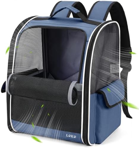 Lekereise Dog Carrier Backpack for Small Medium Dogs Cats up to 18 lbs, Breathable Pet Backpack Carrier with 3 Entrances, Collapsible Cat Backpack Carrier, Travel Hiking Puppy Backpack by Lekereise