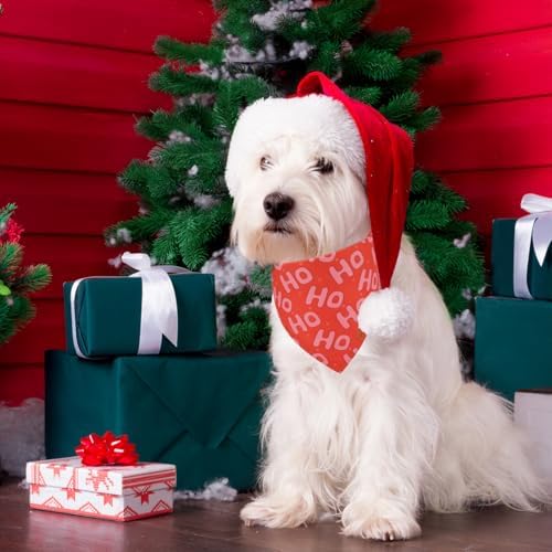 PTDECOR Christmas Dog Bandana, Red Green Xmas Santa Dog Scarf, Small - Image 2
