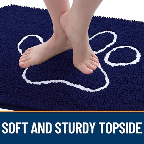 OLANLY Dog Door Mat for Muddy Paws 34x21, Paw Print Design Chenille Mud Mat - Image 4
