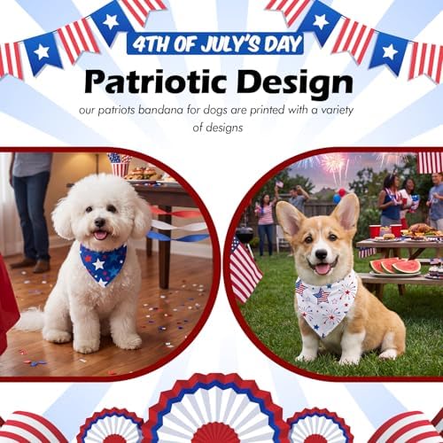 Weewooday 50 Pcs 4th of July Dog Bandanas Bulk for 1776 Patriotic 250th Anniversary Star Red White and Blue Independence Day Flag Scarf for Small Medium Large Outfit(Star, 19.7 x 13.8 x 13.8 Inch) - Image 4
