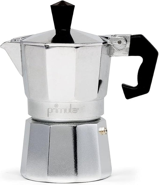 Primula Classic Stovetop Espresso and Coffee Maker, Moka Pot for Italian and Cuban Café Brewing, Greca Coffee Maker, Cafeteras, 1 Espresso Cup, Silver by Primula