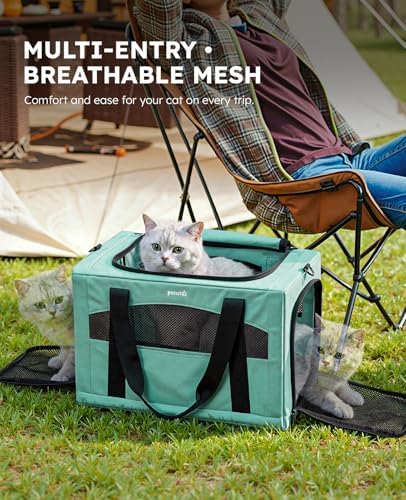 Pecute Cat Carrier Stable, Pet Carrier with Privacy Partition,Light Green - Image 5