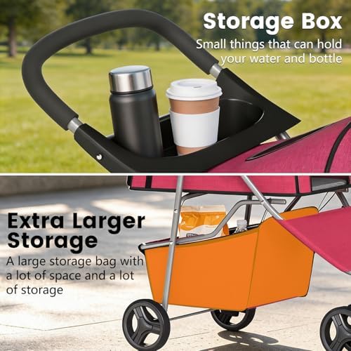 BestPet | 3-Wheel Pet Stroller | Red | Foldable Dog and Cat Stroller - Image 5