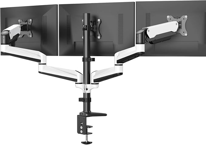 HUANUO Triple Monitor Stand - Full Motion Articulating Monitor Mount Fit Three 17 to 32 inch LCD Computer Screens with Clamp, Grommet Kit by HUANUO