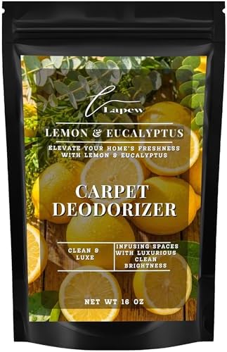 Lapew Lemon & Eucalyptus Carpet Deodorizer Powder - Pet Safe Freshener for Vacuuming | Scented Odor Eliminator for Home | 16 oz by Lapew