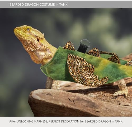 Bearded Dragon Leash and Harness Set, Beardie Carrier, Lizard Adjustable Harness with Leather Wings and Sling Bag, Reptile Small Pet Backpack Batwing Accessories (Green) - Image 2