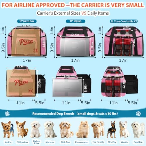 Petskd Top and Side Expandable Small Pet Carrier Airline Approved, Pink - Image 4