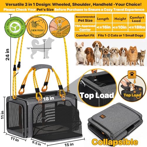 PAWZIDEA Expandable Pet Carrier for Small Cats & Dogs, TSA Airline Approved - Image 2