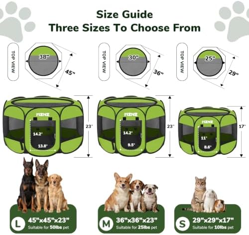 Dog Cat Small Animal Puppy Playpen Crate, Medium, Whole Green - Image 2