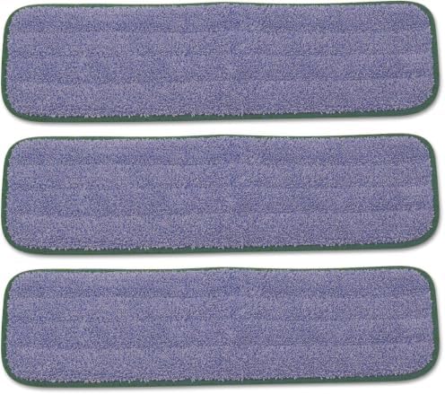 Rubbermaid Commercial Products Mop Head for Microfiber Damp Mop, 18-Inch, Green, Heavy-Duty Single Sided Cleaning Cloth for Hardwood/Tile/Laminated Floors in Kitchen/Lobby/Office (Pack of 3) by RubbermaidCommercialProducts