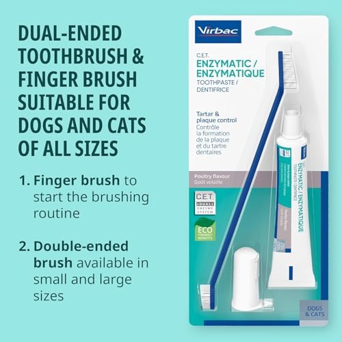 Virbac C.E.T.® Oral Hygiene Kit for Dogs | Poultry-Flavor Toothpaste | Fingerbrush and Pet Toothbrush,(Pack of 2) - Image 4