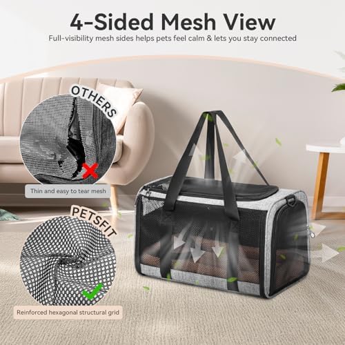 PETSFIT Cat Carrier Soft with Patented Safety Buckles,Safe for Car Travel - Image 6