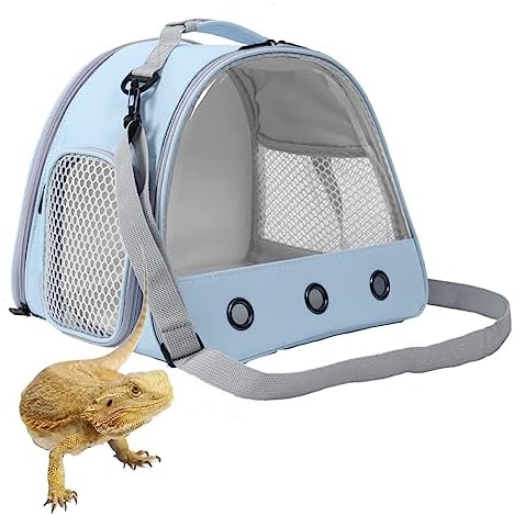 Bearded Dragon Travel Carrier,Lizards Cage, Small Animal Bag for Hedgehog Rat Parrot Bird Guinea Pig, Portable Guinea Pig Travel Carrier for 2 by WEVONIGU