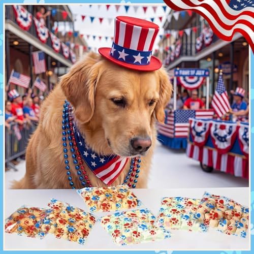 Pasimy 200 Pcs Dog Paw Treat Bags, Clear Self Adhesive Patriotic Color - Image 6