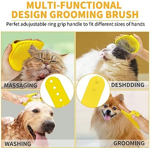 Comotech 6PCS Dog Bath Brush & Dog Toothbrush | Adjustable Handle Shampoo Brush & Scrubber for Short & Long Haired Dogs & Cats | Effectively Solve Odor & Stain Removal Problems (Orange Yellow Yellow) - Image 5
