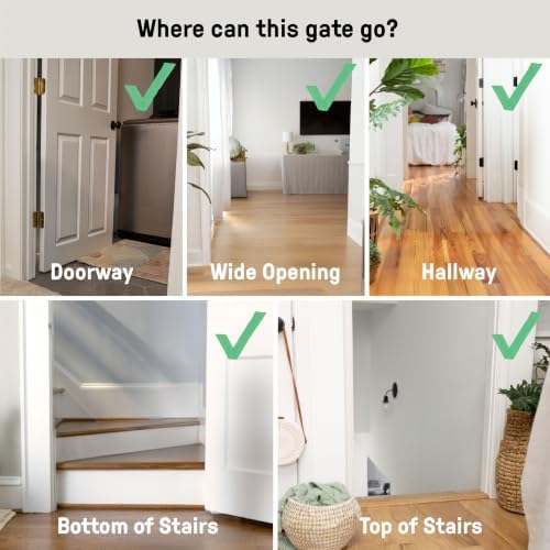 Ingenuity Extra Tall & Wide Safety Pet and Baby Gate, 29.5"-53" Wide, 38" Tall, Pressure or Hardware Mounted, Install on Wall or Banister in Doorway or Stairway, Auto Close Walk-Thru Door - White - Image 5