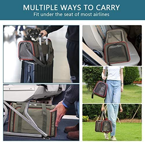 Petsfit Expandable Cat Carrier Dog Carriers,Airline Approved Soft-Sided Portable Pet Travel Washable Carrier for Kittens,Puppies,Removable Soft Plush mat and Pockets,Locking Safety Zippers - Image 5