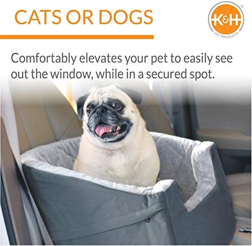 K&H Pet Products Bucket Booster Dog Car Seat, Washable Cat & Dog Car Seat, Sturdy Booster for Small to Medium Pets, 2 Safety Leashes, Small Gray/Gray - Image 4