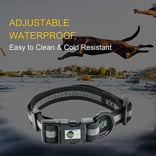 Nimble Reflective Waterproof Dog Collar Adjustable Odor Resistant Easy Clean Pet Collar for Small Medium Large Dogs Night Walking Outdoor Rainy Use (Small (9.45”-14.17”inches), Black) - Image 4