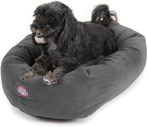 Majestic Pet Suede Calming Dog Bed, 24 Inch Small, Round, Washable, Gray by MajesticPet