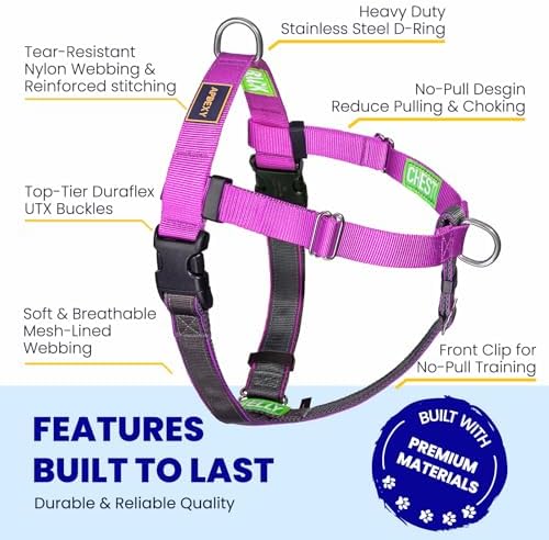Easy Walk No Pull Dog Harness, Purple, Medium - Image 3