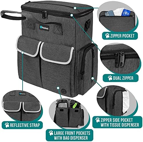 PetAmi Dog Travel Bag Organizer, Pet Supplies Diaper Tote, Dark Gray - Image 3