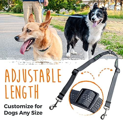 Mighty Paw Double Dog Leash - Double Leash for Two Dogs No Tangle Design. Split Lead for 2 Pets. Adjustable to Fit All Sized Breeds. Reflective Dual Pet Lead for People with 2 Pups - Image 3