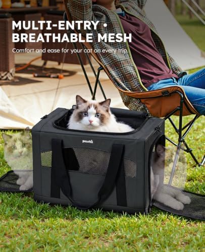Pecute Cat Carrier Stable, Pet Carrier with Privacy Partition,Dark Gray - Image 5