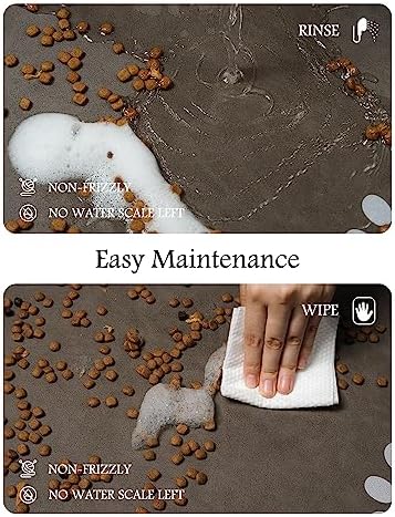 Pet Feeding Mat-Absorbent Dog Mat for Food and Water Bowl-No Stains Quick Dry Water Dispenser Mat-Dog Accessories Pet Supplies-Bowl for Messy Drinkers（Brown,17"x28" - Image 4