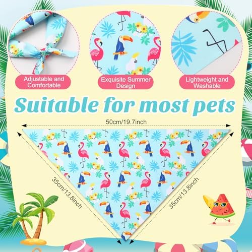Weewooday 50 Pcs Hawaiian Dog Bandanas Bulk for Dogs Soft Bibs Adjustable Triangle pet Bandana for Small Medium Large Costume(Hawaii Pattern, 19.7 x 13.8 x 13.8 Inch) - Image 3