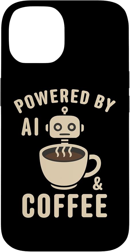 Powered by AI and Coffee Robot Case for iPhone 14 by Unknown