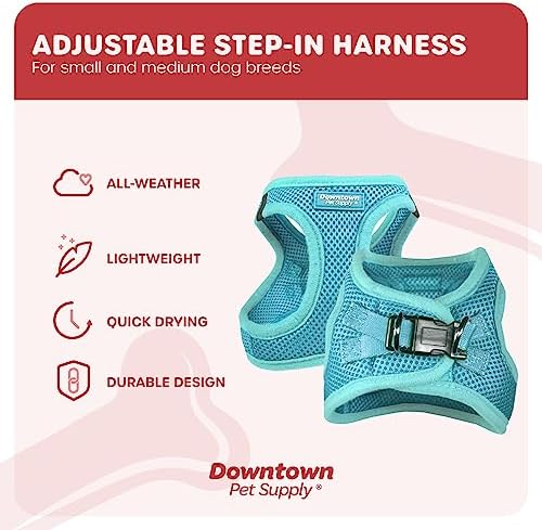Downtown Pet Supply Step-in Dog Harness – No Pull, Adjustable Padded Mesh with Reflective Trim, Secure Buckle Strap – Comfortable & Breathable Small Dog Harness, Large, Light Blue - Image 3