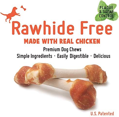 LuvChew Chicken Dog Chew Bones Medium, Rawhide Free, Grain Free, Made with Real Chicken & Wholesome Vegetables, Knotted Bones Medium 5pcs/Pack - Image 3