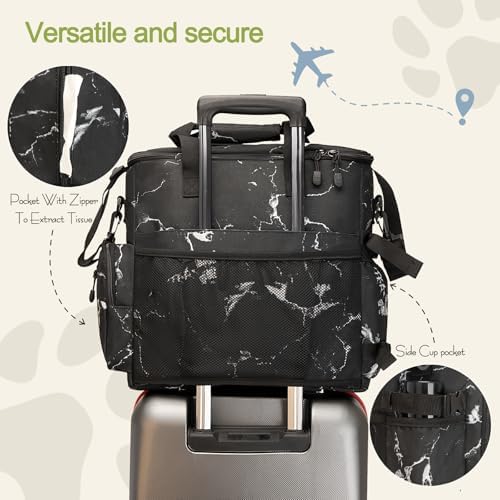 LARIPOP Dog Travel Bag Airline Friendly for Small Medium Large Dogs, Pet Travel Organizer with Collapsible Bowls Food Containers Mat, Waterproof Portable Tote for Dog Outdoor Travel - Image 5
